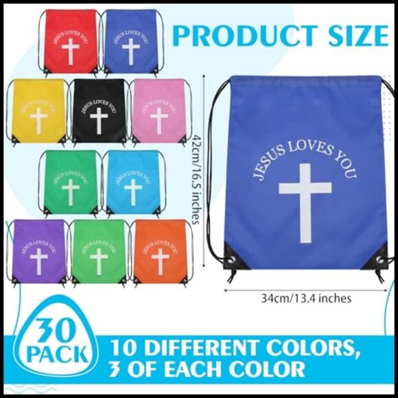 Drawstring Backpack Polyester Daypack Religious Gift Bag Church Event Bulk main image 5